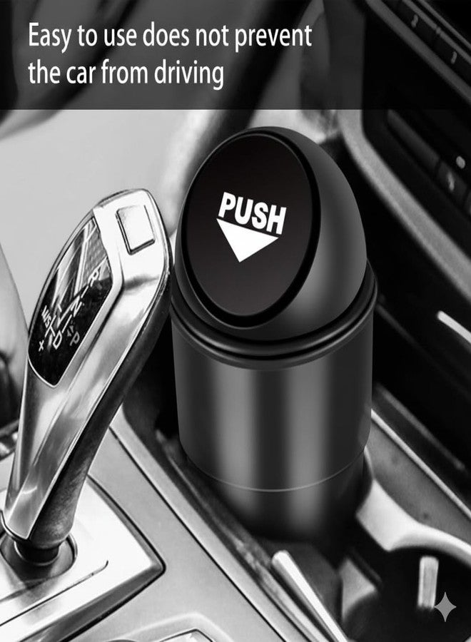 XML Mini Car Dustbin with Black Push-Lid Design for Office Home Kithcen Automotive Accessories Cup Holder Garbage Can Mini Trash Can Multi-Purpose Bucket 20cm small Stylist Black (PACK OF 1) - Image 5